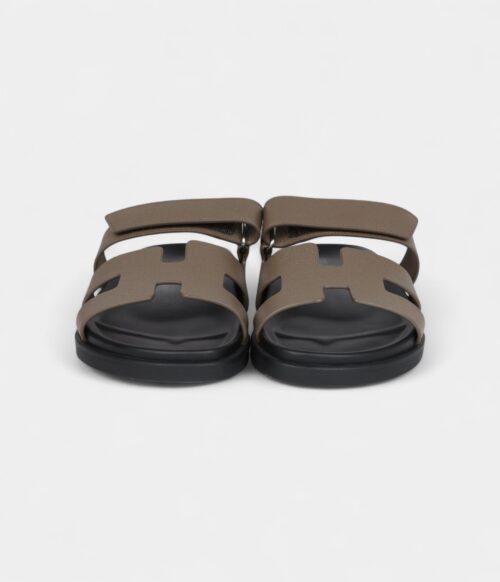 Hermès Chypre Techno Sandals Etoupe Epsom Palladium Hardware 40 EU