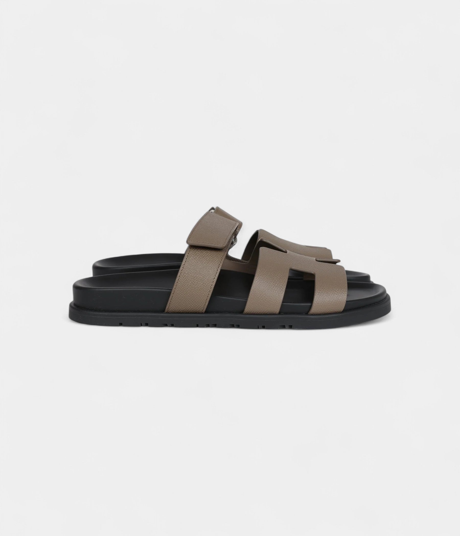Hermès Chypre Techno Sandals Etoupe Epsom Palladium Hardware 40 EU