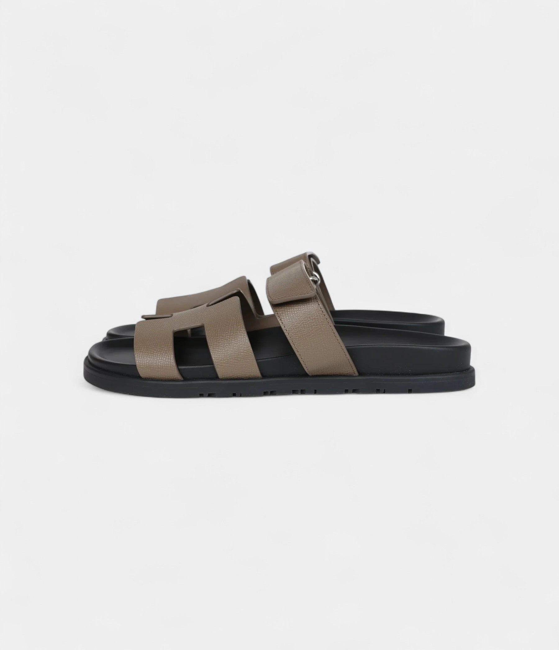 Hermès Chypre Techno Sandals Etoupe Epsom Palladium Hardware 40 EU