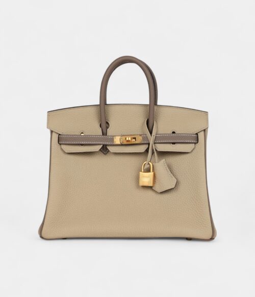 Hermès Special Order Etoupe and Trench Togo Brushed Gold Hardware
