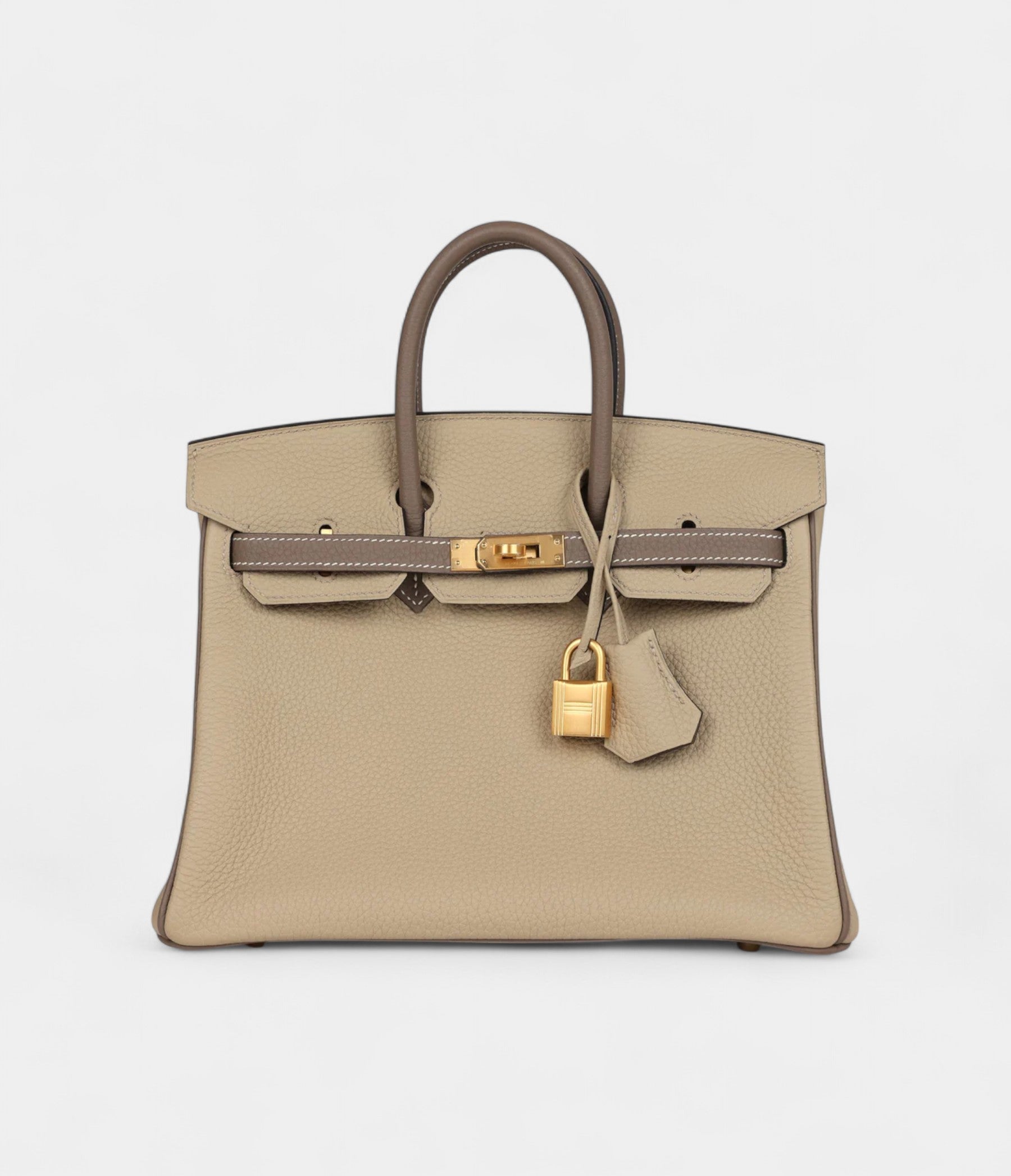 Hermès Special Order Etoupe and Trench Togo Brushed Gold Hardware