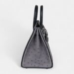 Hermès Special Order Gris Agate and Bleu Indigo Ostrich Brushed Palladium Hardware