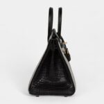 Hermès Special Order Gris Perle and Black Matte Alligator Mississippienis Brushed Gold Hardware
