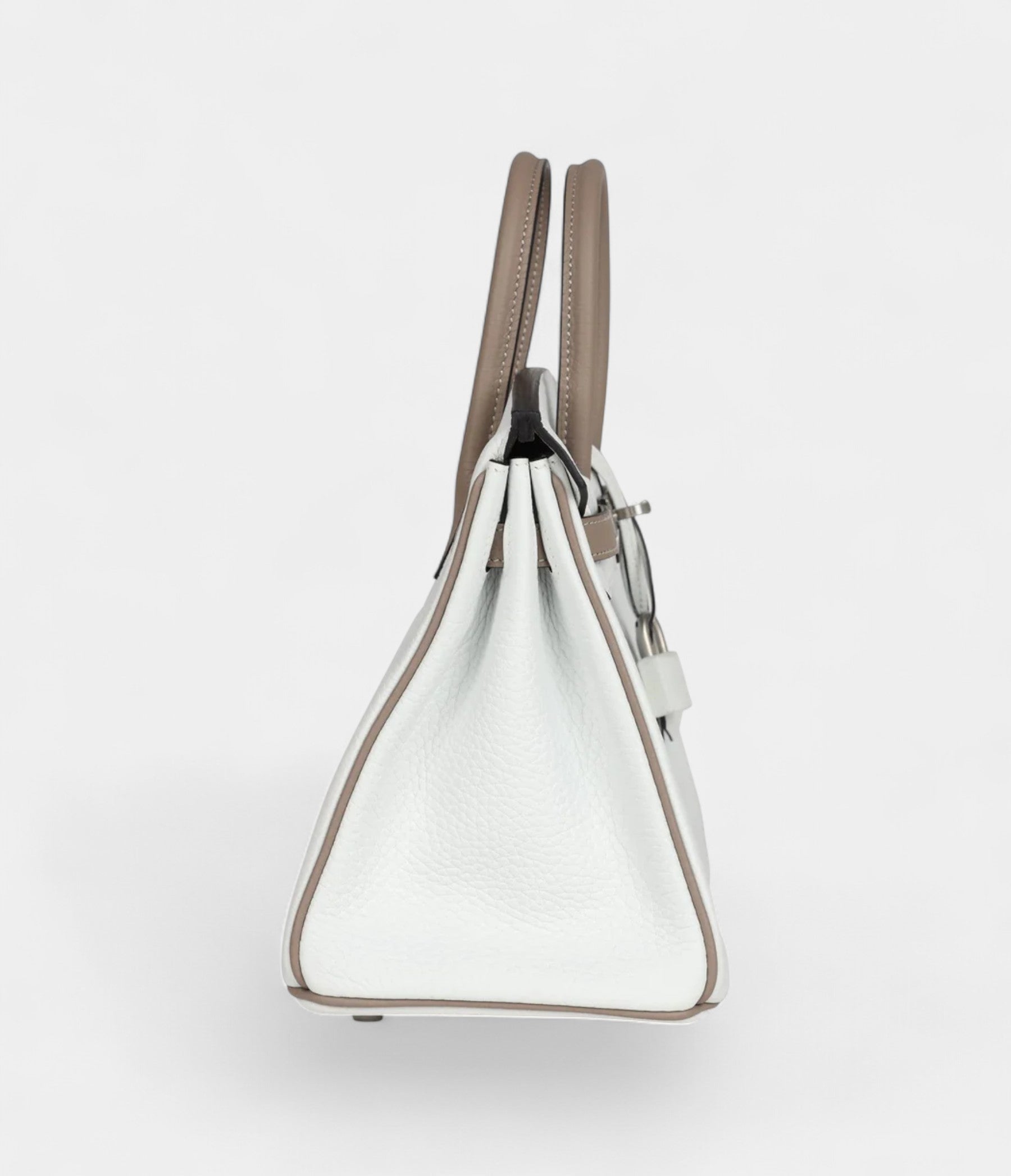 Hermès Special Order White and Etoupe Clemence Brushed Palladium Hardware