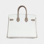 Hermès Special Order White and Etoupe Clemence Brushed Palladium Hardware