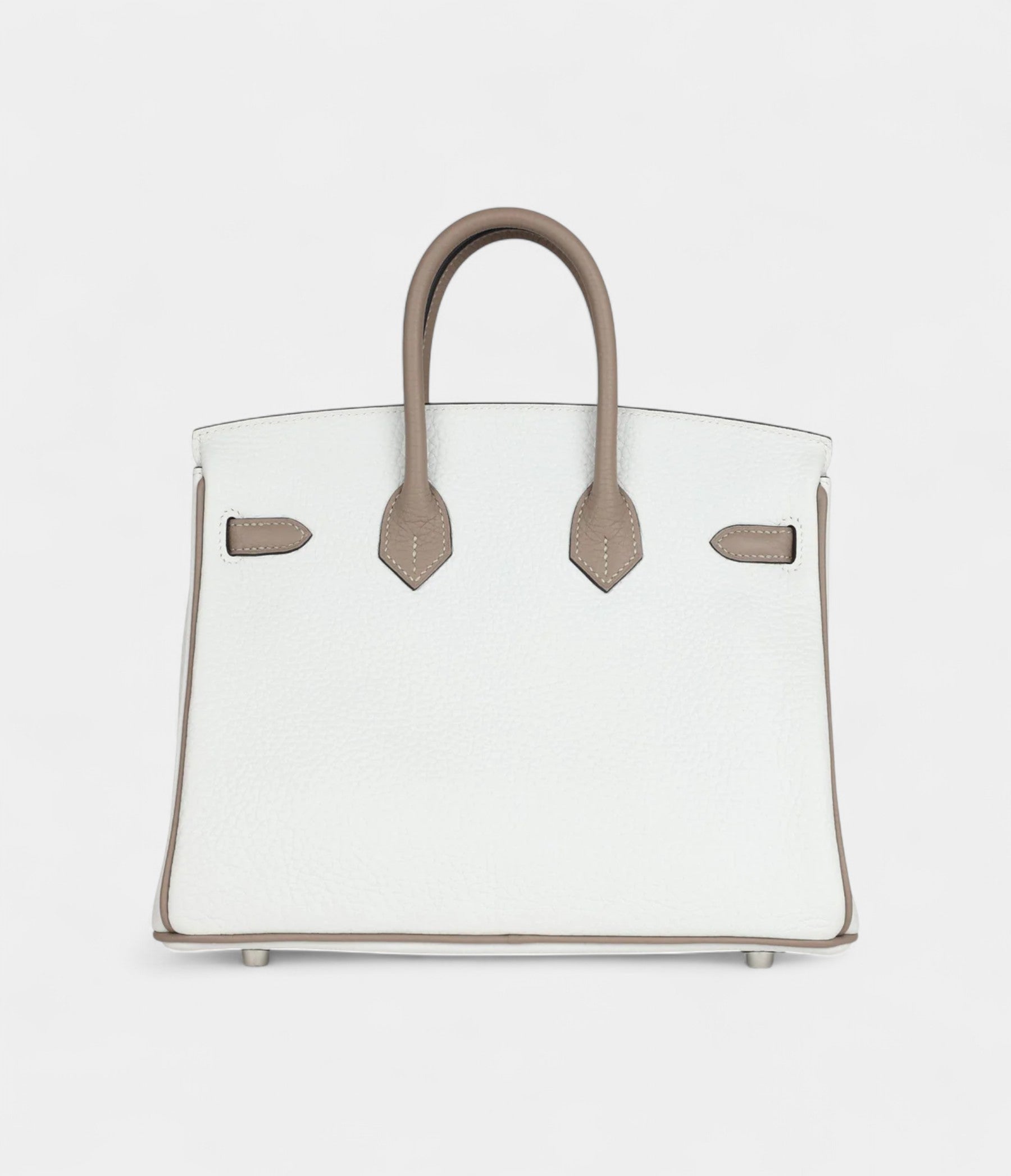 Hermès Special Order White and Etoupe Clemence Brushed Palladium Hardware