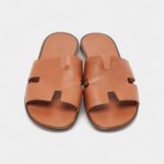Hermes Tan Leather Izmir Flat Slide Sandals 45 EU