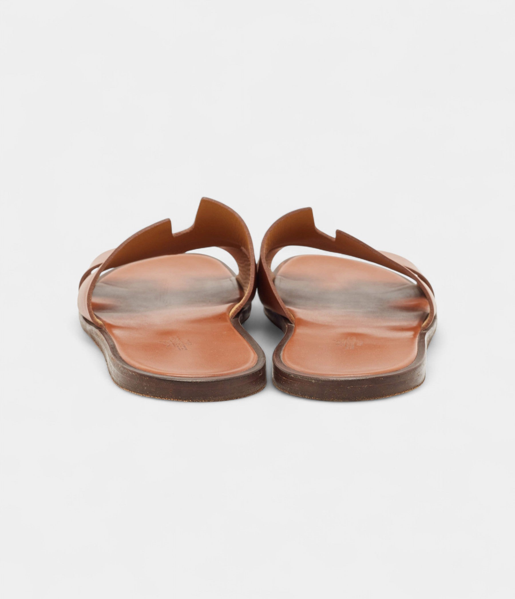 HermesTanLeatherIzmirFlatSlideSandals45EU_5.jpg Hermes Tan Leather Izmir Flat Slide Sandals 45 EU