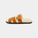 Hermes Tan Suede and Shearling Fur Lined Chypre Sandals 41.5 EU
