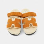 Hermes Tan Suede and Shearling Fur Lined Chypre Sandals 41.5 EU