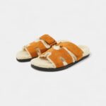 Hermes Tan Suede and Shearling Fur Lined Chypre Sandals 41.5 EU