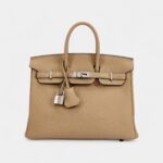 Hermès Trench Togo and Bougainvillea Verso Birkin 25 Palladium Hardware