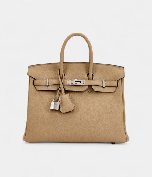 Hermès Trench Togo and Bougainvillea Verso Birkin 25 Palladium Hardware