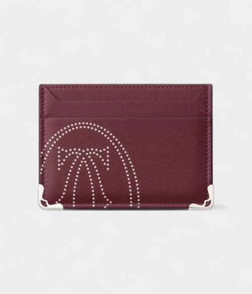 Must De Cartier Double Card Holder Burgundy Calfskin With XL Dots Logo