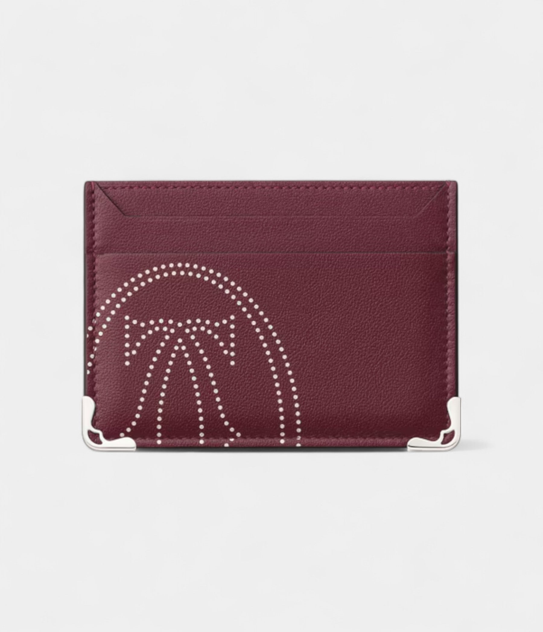 Must De Cartier Double Card Holder Burgundy Calfskin With XL Dots Logo
