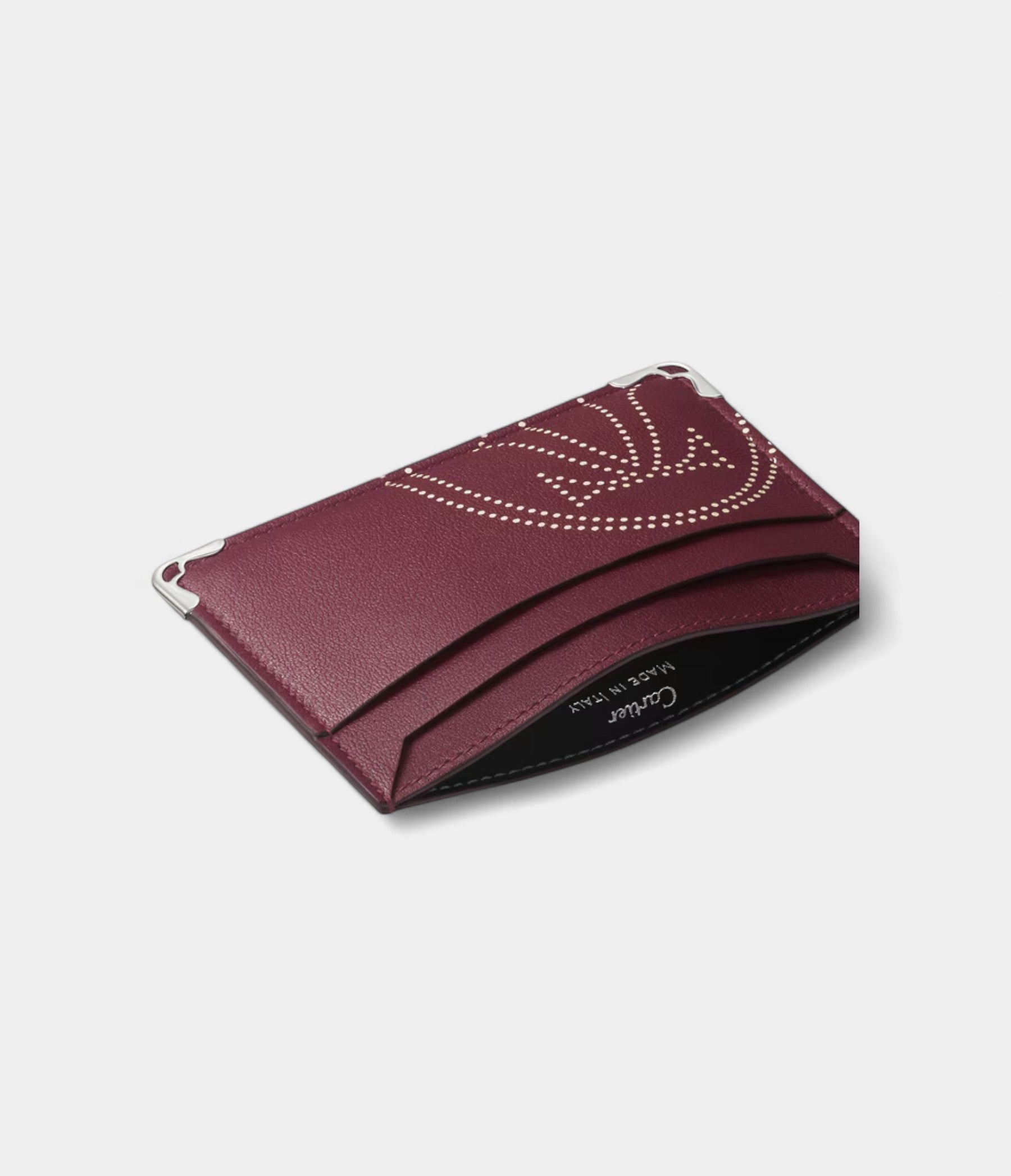 MustDeCartierDoubleCardHolderBurgundyCalfskinWithXLDotsLogo_3.jpg Must De Cartier Double Card Holder Burgundy Calfskin With XL Dots Logo