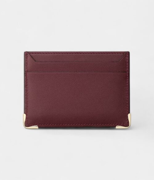 Must De Cartier Double Card Holder XL Logo Perforated Burgundy Calfskin