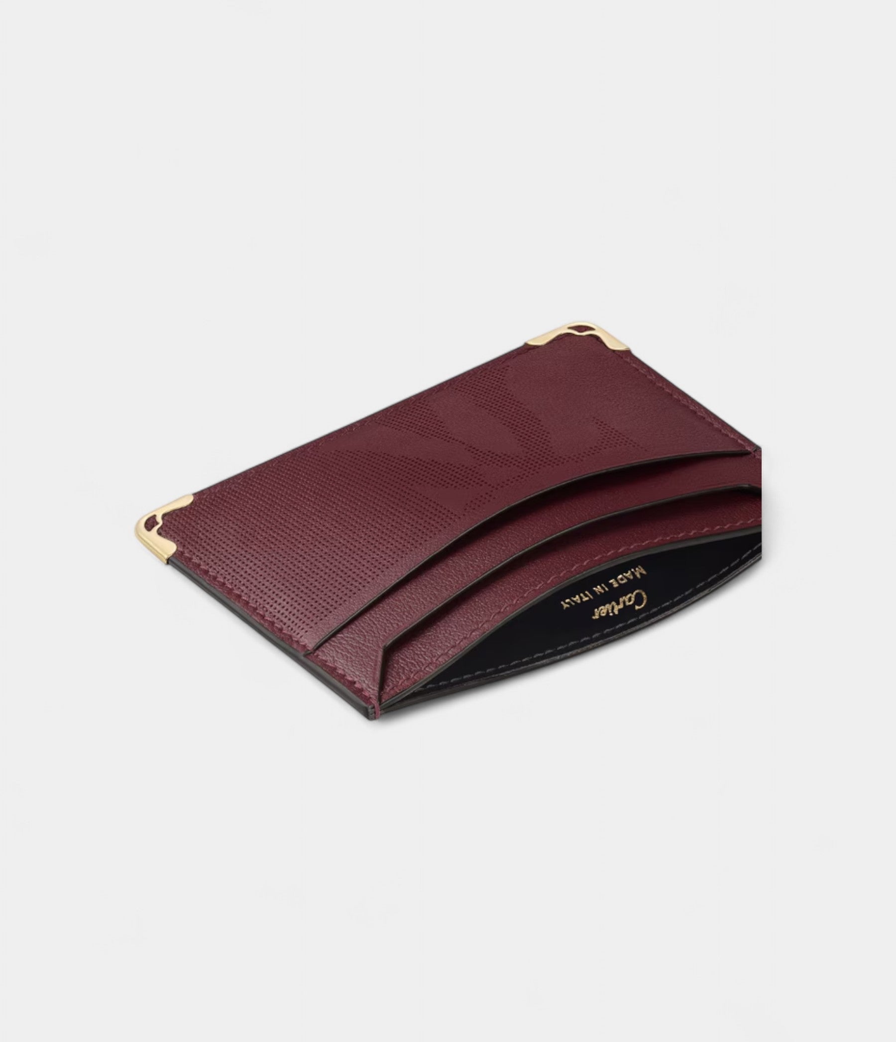 MustDeCartierDoubleCardHolderXLLogoPerforatedBurgundyCalfskin_3.jpg Must De Cartier Double Card Holder XL Logo Perforated Burgundy Calfskin