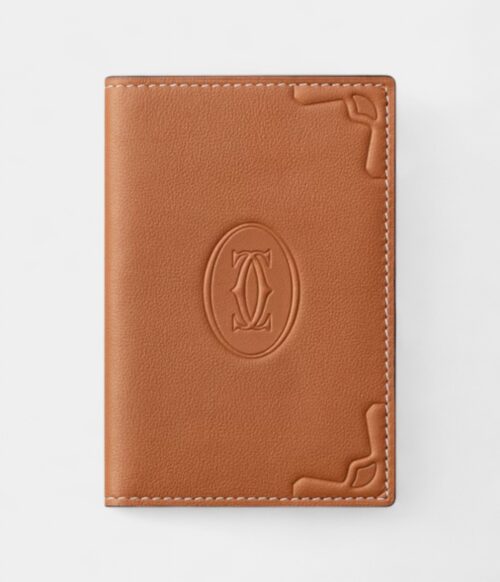 Must de Cartier 4-Credit Card Holder in Caramel Luxury Embossed Calfskin Heritage