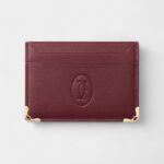 Must de Cartier Double Card Holder Signature Style in Burgundy Calfskin