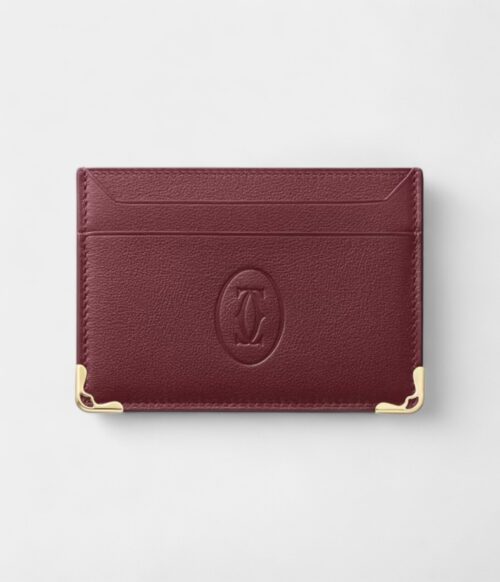 Must de Cartier Double Card Holder Signature Style in Burgundy Calfskin