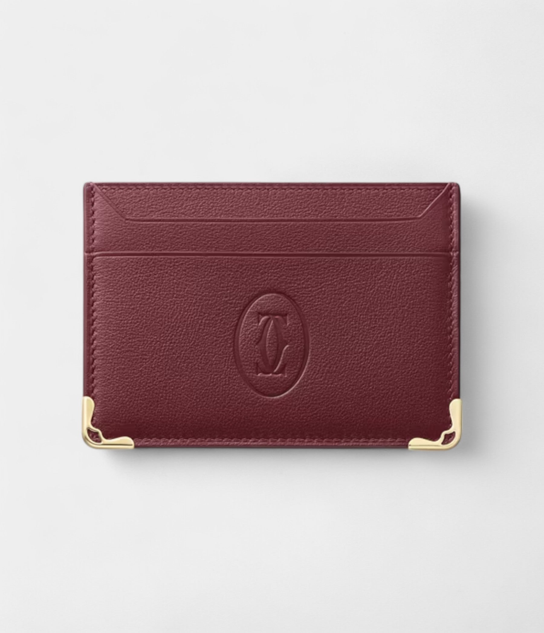 Must de Cartier Double Card Holder Signature Style in Burgundy Calfskin