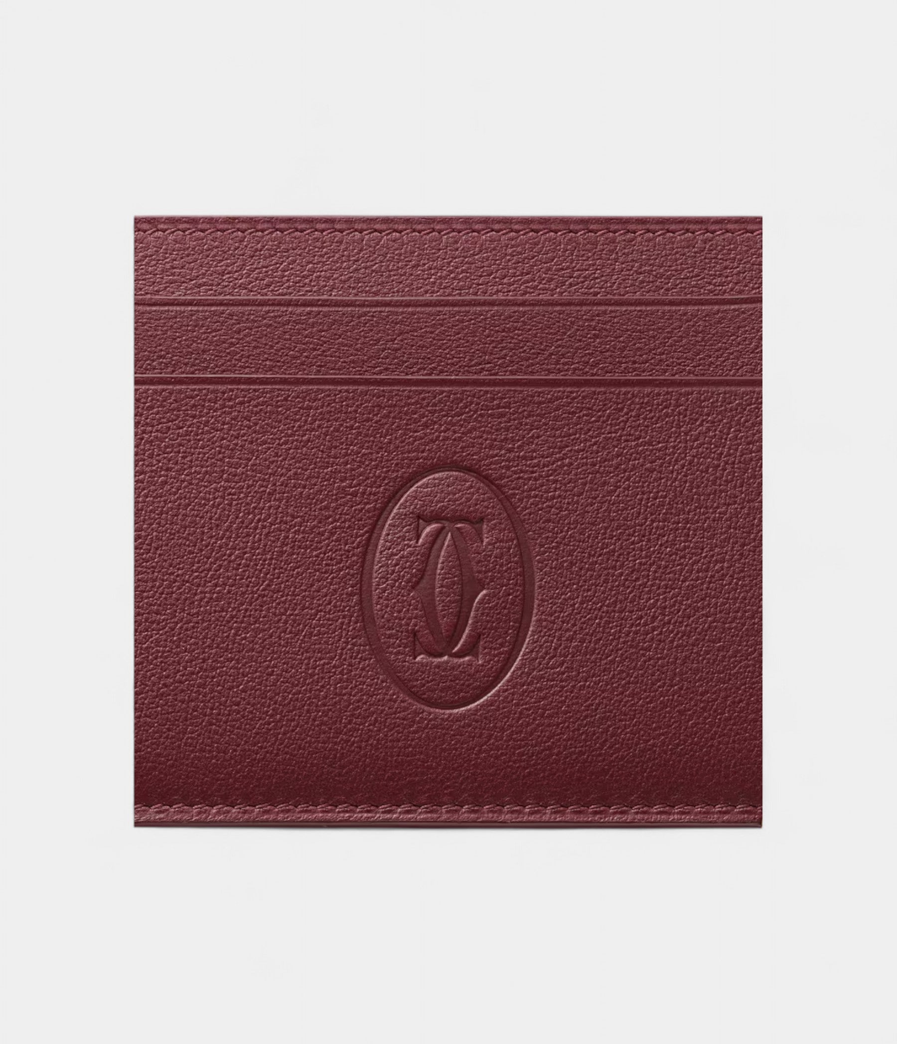 Must de Cartier Double Card Holder Signature Style in Burgundy Calfskin