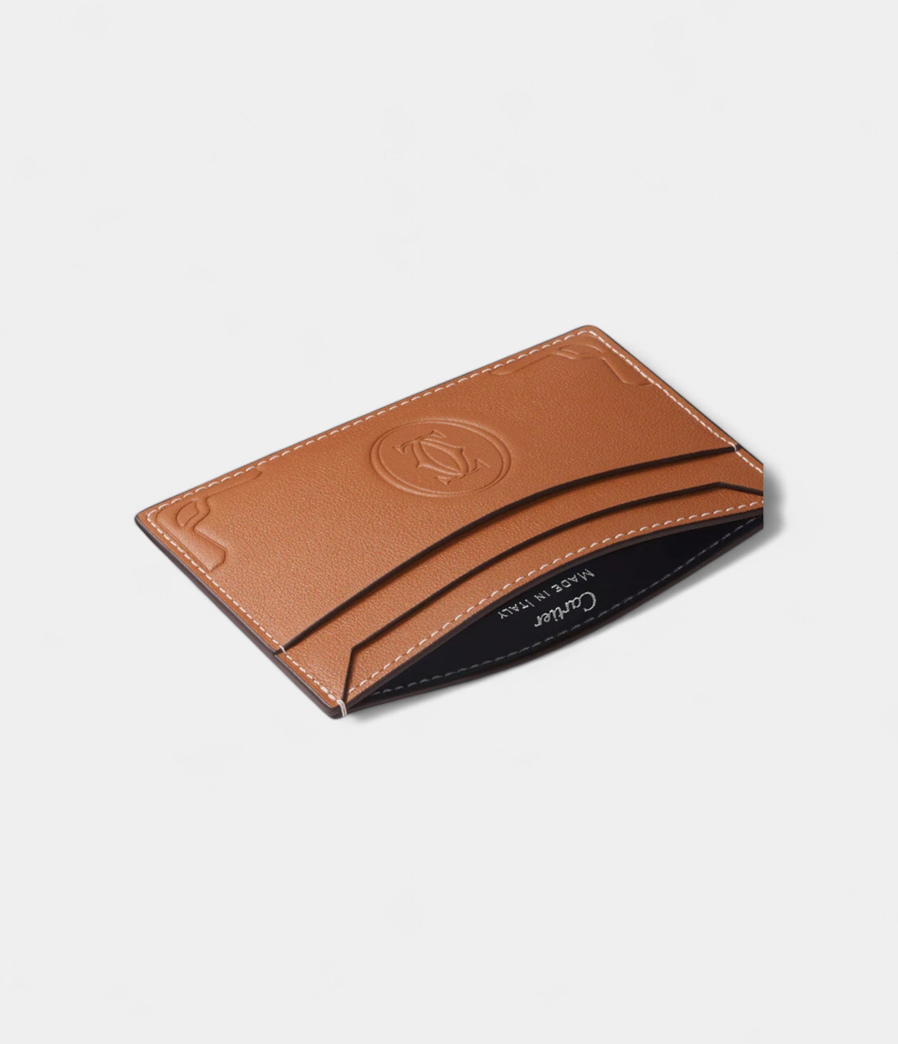 Must de Cartier Double Card Holder in Caramel Embossed Calfskin Refined Utility with Iconic Flair