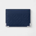 Must de Cartier Double Card Holder in Navy Blue Perforated Calfskin