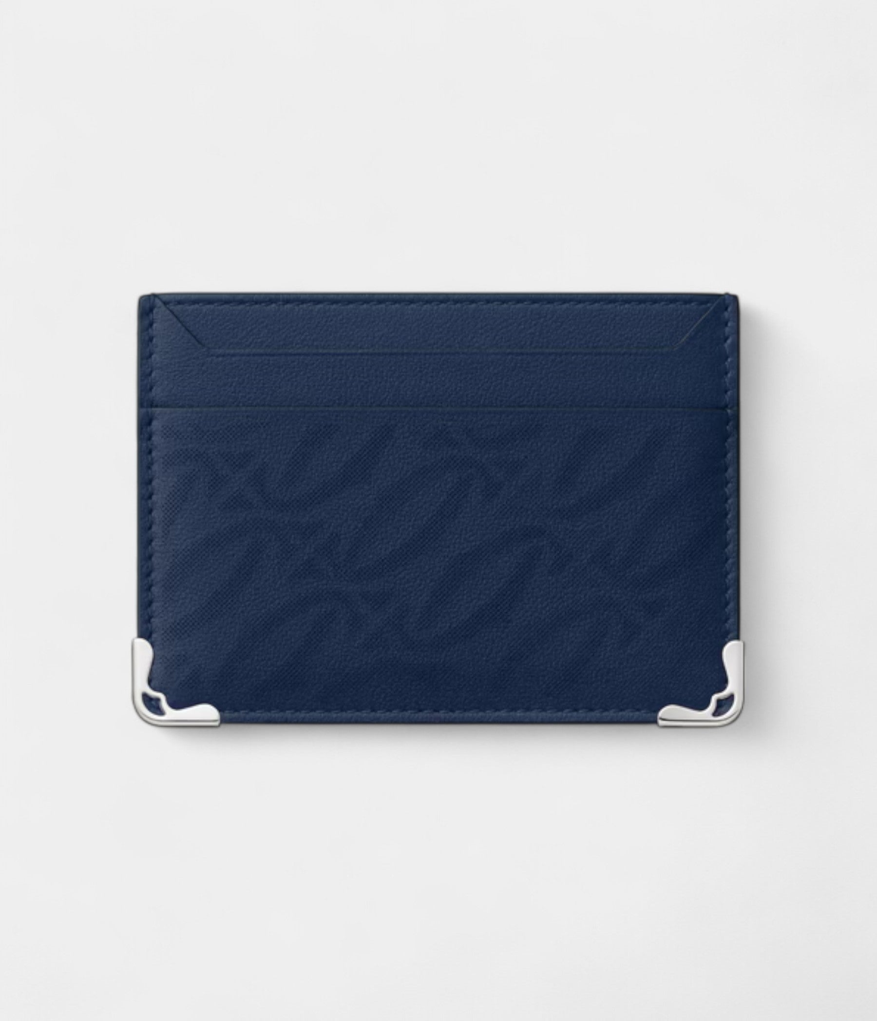 Must de Cartier Double Card Holder in Navy Blue Perforated Calfskin