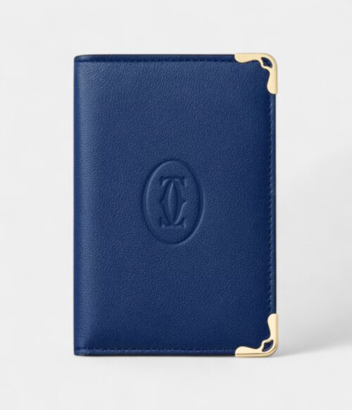 Must de Cartier Four Credit Card Holder in Deep Blue Calfskin