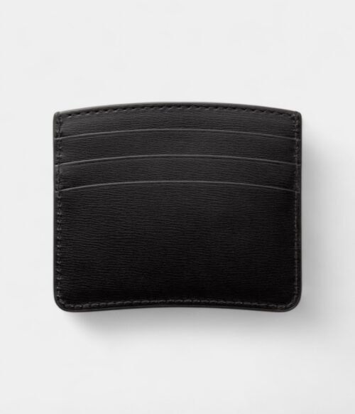 Panthère C De Cartier Simple Card Holder Black Calfskin With Golden Finish