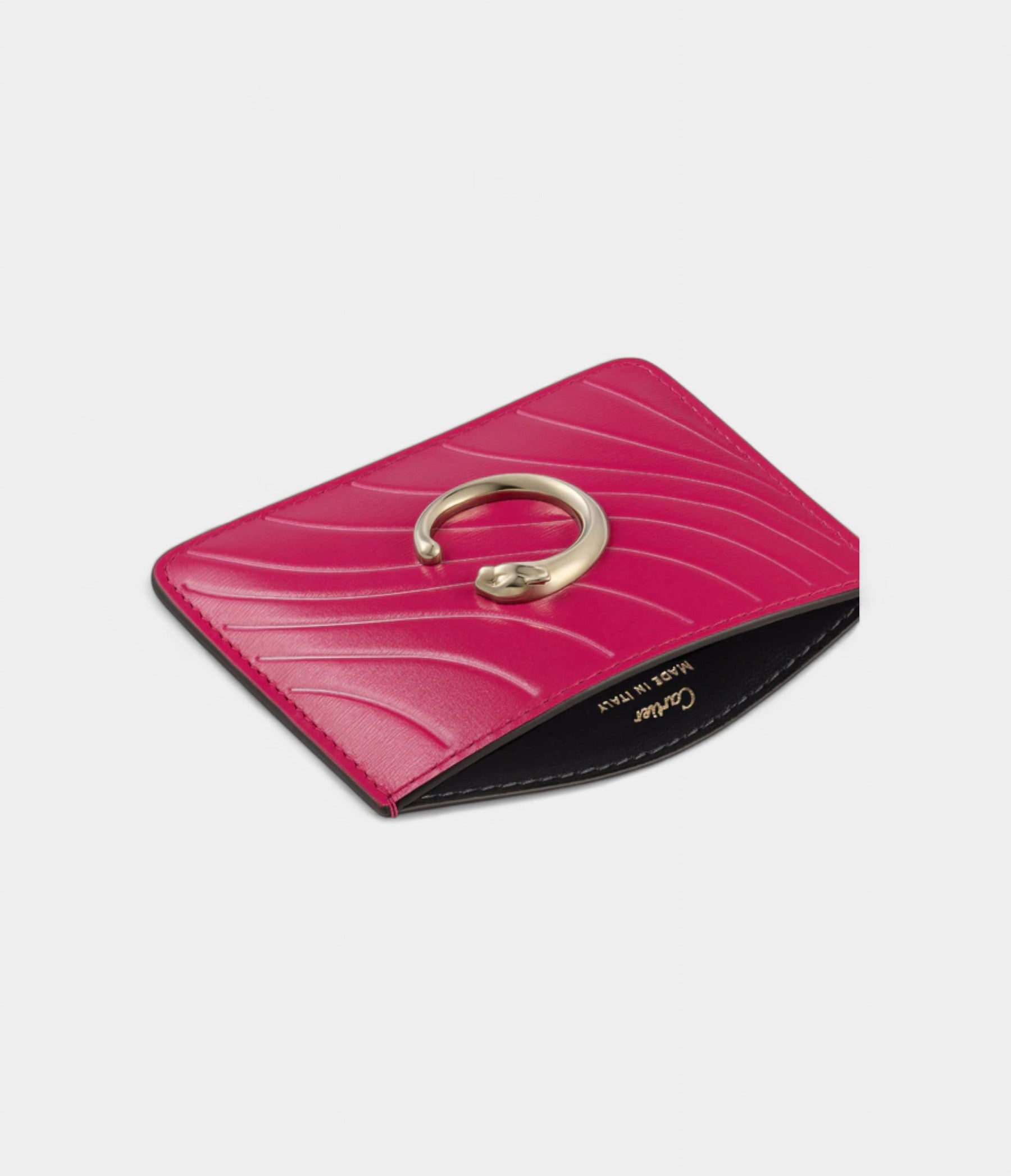 Panthère C de Cartier Simple Card Holder in Raspberry Calfskin