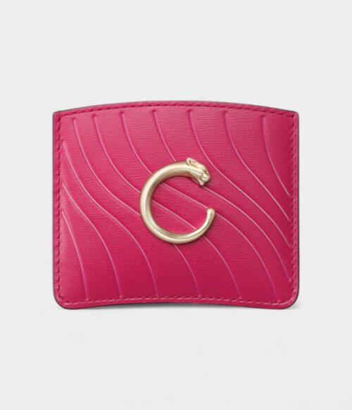 Panthère C de Cartier Simple Card Holder in Raspberry Calfskin