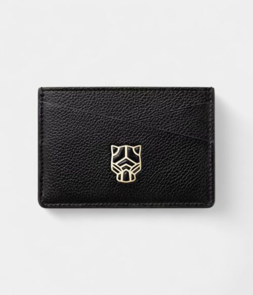 Panthère Graphique De Cartier Simple Card Holder Black Calfskin Golden
