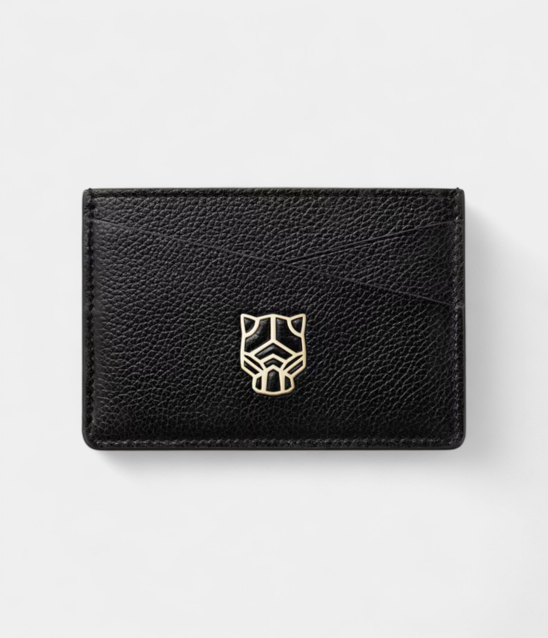 Panthère Graphique De Cartier Simple Card Holder Black Calfskin Golden