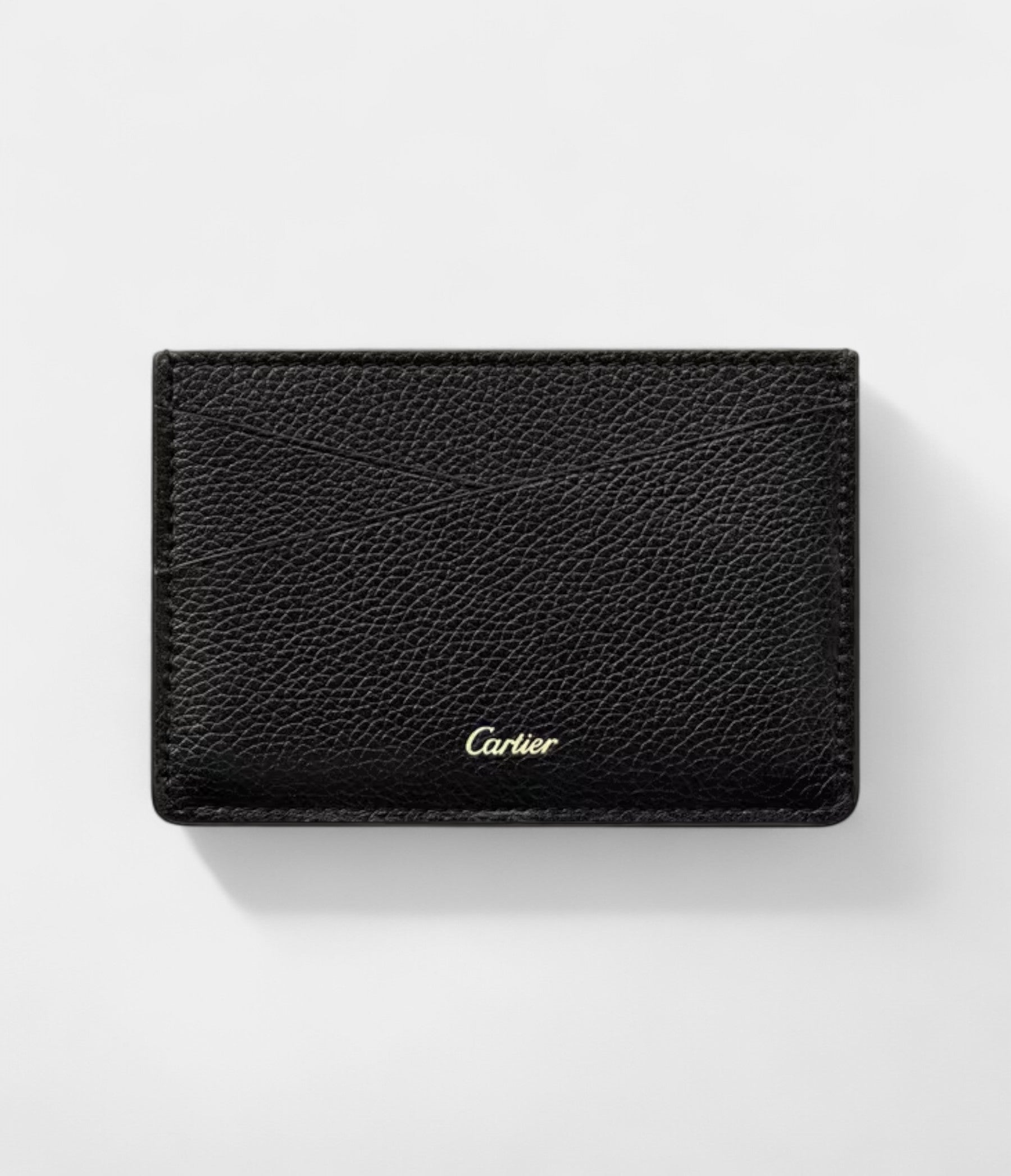 Panthère Graphique De Cartier Simple Card Holder Black Calfskin Golden