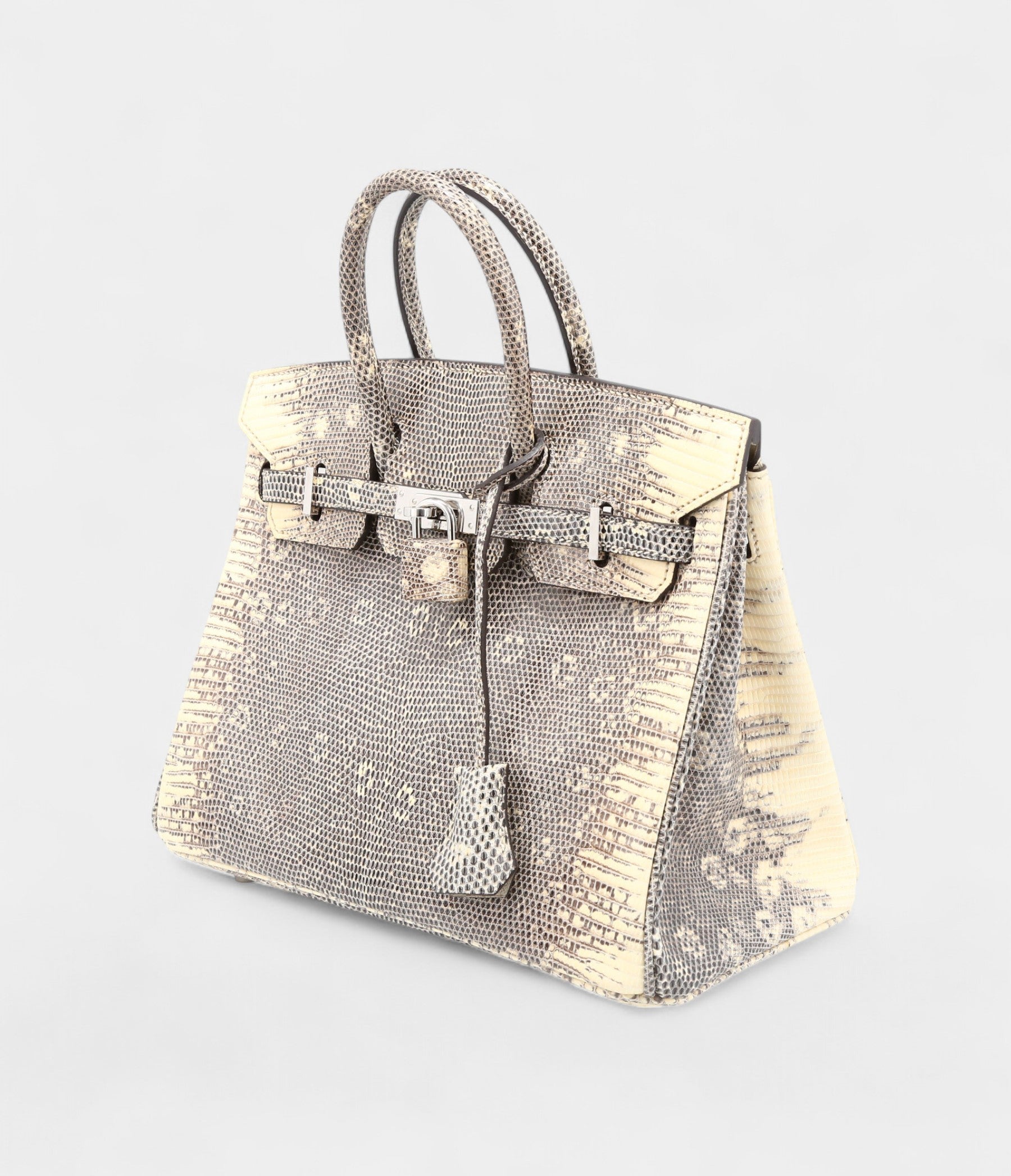 TheHermesBirkin25inGreyandBeigeLizardisarareandrefinedstatementofexoticeleganceandtimelesscraftsmanship_2.jpg Hermès Birkin 25 Cm Handbag In Grey And Beige Lizzard
