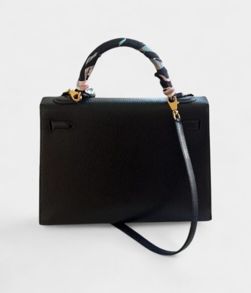 Vintage Hermès Kelly 32 Black Box Calfskin Palladium Hardware