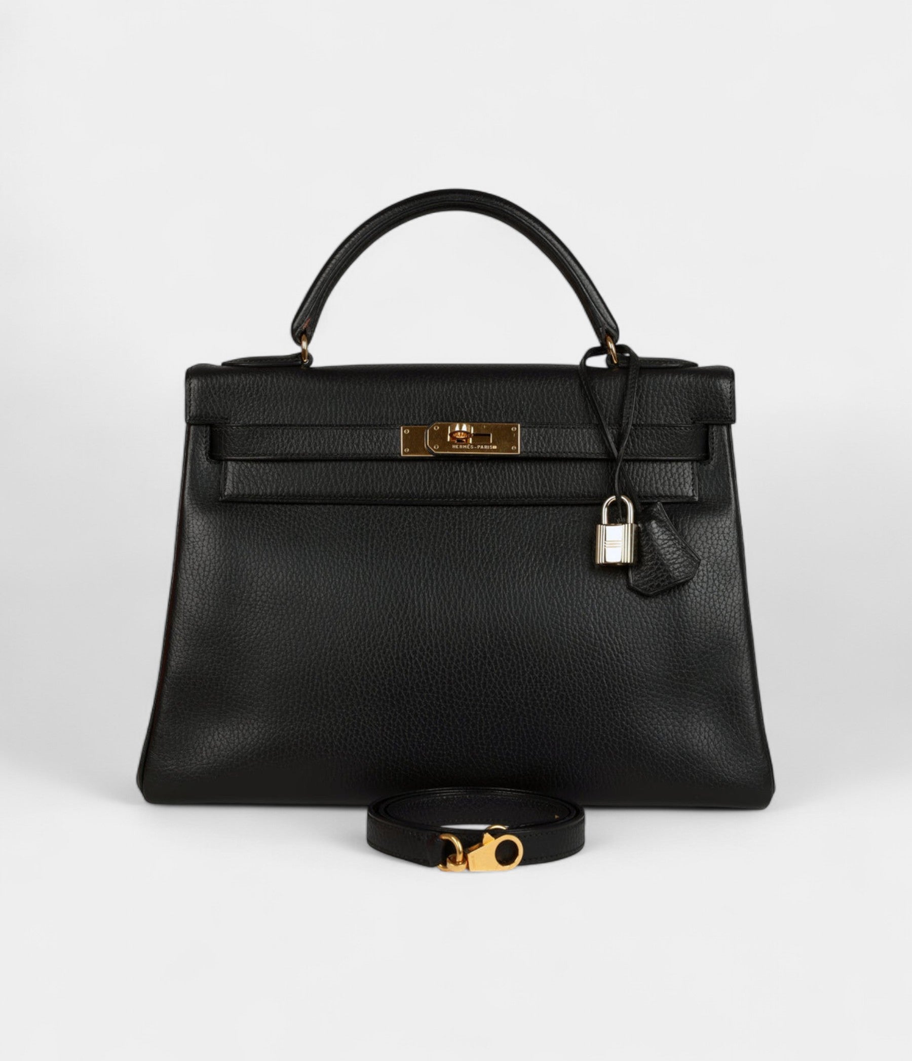 Vintage Hermes Kelly 30 Black To The Ardennes Gold Hardware