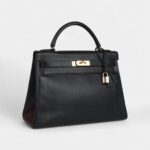 Vintage Hermes Kelly 30 Black To The Ardennes Gold Hardware