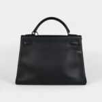 Vintage Hermes Kelly 30 Black To The Ardennes Gold Hardware