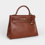 Vintage Hermes Kelly 32 Hazelnut Box Gold Hardware