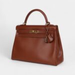 Vintage Hermes Kelly 32 Hazelnut Box Gold Hardware