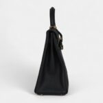 Vintage Hermes Kelly 32 Retourne Black Fjord Gold Hardware