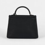 Vintage Hermes Kelly 32 Retourne Black Fjord Gold Hardware