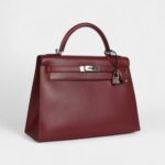 Vintage Hermes Kelly 32 Rouge H Box Palladium Hardware