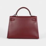 Vintage Hermes Kelly 32 Rouge H Box Palladium Hardware