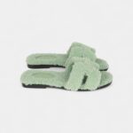 Hermès Oran Sandals Vert D'eau Woolskin 36