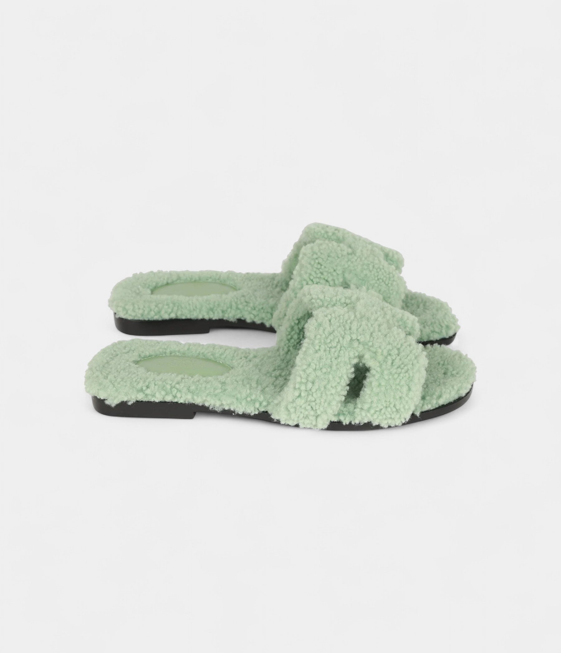 Hermès Oran Sandals Vert D'eau Woolskin 36